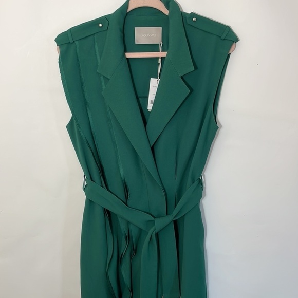 Jason Wu 12 Green Satin Crepe Wrap Midi Dress - Picture 11 of 12